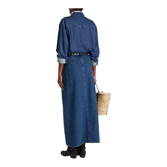 Rag & Bone Avery Maxi Denim Skirt Sz 28 Dark Denim Western Boho Y2K Split Front - Picture 2 of 14